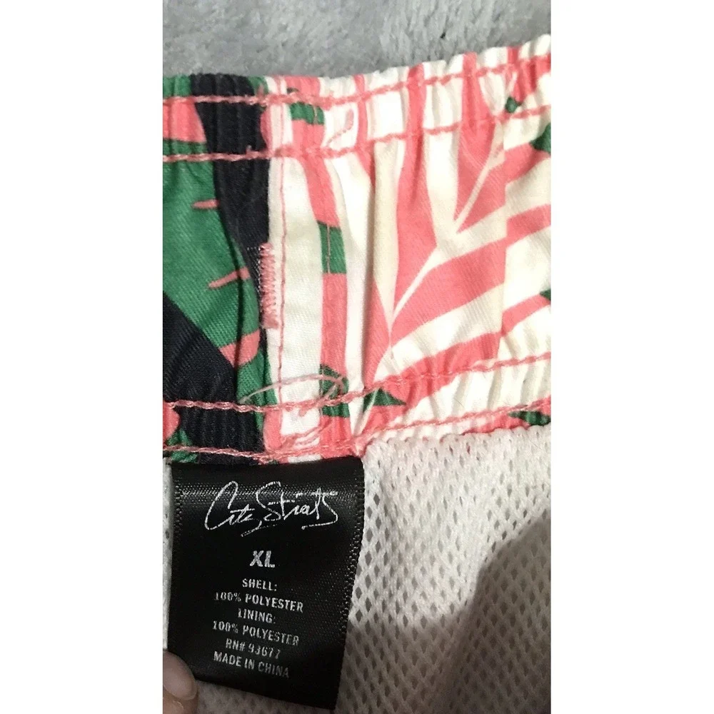 City Streets Board Shorts Mens Extra Large Palm Leaves Surf Swim Beach Trunks XL